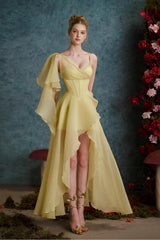 Spaghetti Strap Sleeveless Long Split Formal Dress With Pleated