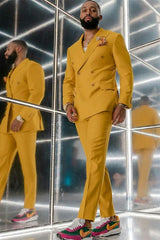 Newinlook Slim Fit Yellow Prom Attire for Men 2024 with Double Breasted Gentle