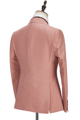 Newinlook Pink Three-Piece Marriage Suit with Two Buttons and Peak Lapel for Men