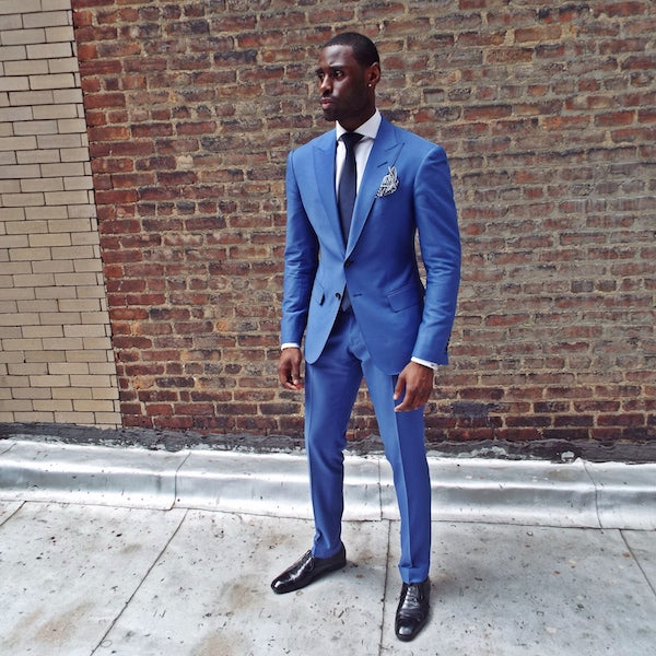 Newinlook New Arrival Royal Blue Two-Piece Summer Wedding Suit with Peaked Lapel