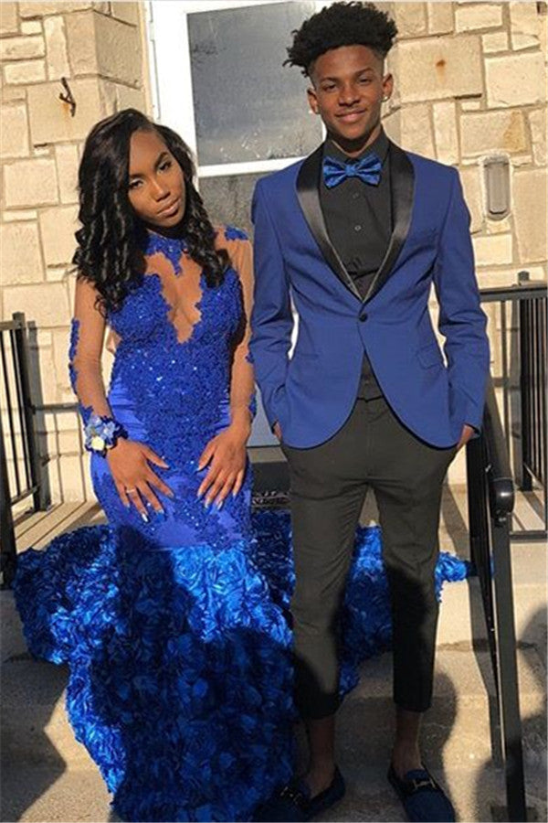 Newinlook Handsome Royal Blue Shawl Lapel Tuxedo Suit for Groom