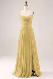 Gorgeous Fuchsia Strapless Cut Out Draped Pleated Formal Dress