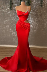 Newinlook Glamorous Red Mermaid Spaghetti Strap Evening Dress