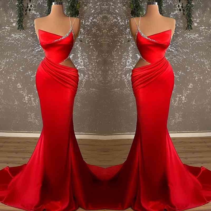 Newinlook Glamorous Red Mermaid Spaghetti Strap Evening Dress
