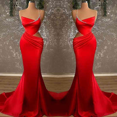 Newinlook Glamorous Red Mermaid Spaghetti Strap Evening Dress