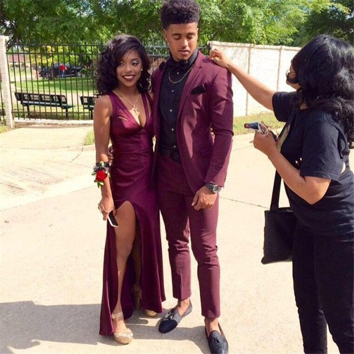 Newinlook Burgundy Casual Prom Party Suit