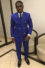 Newinlook New Arrival Royal Blue Double-Breasted Wedding Suit for Groom