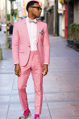 Newinlook Handsome Pink One-Button Wedding Suit for Groom