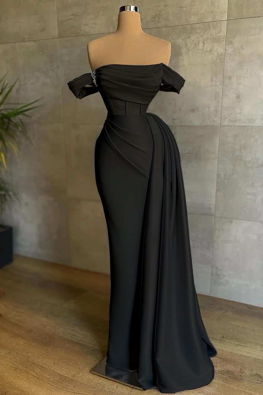 Stunning White Strapless Mermaid Pleated Long Formal Dress Off the Shoulder