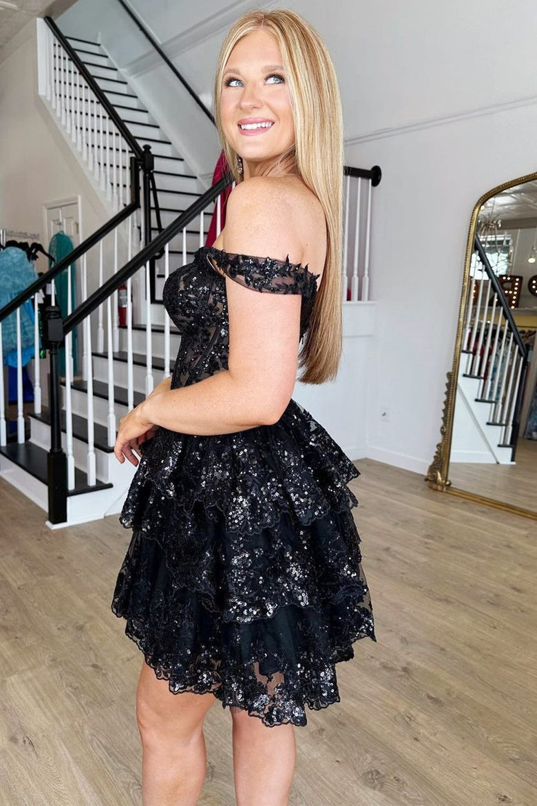 Everly Short A-Line Sweetheart Tiered Homecoming Dress