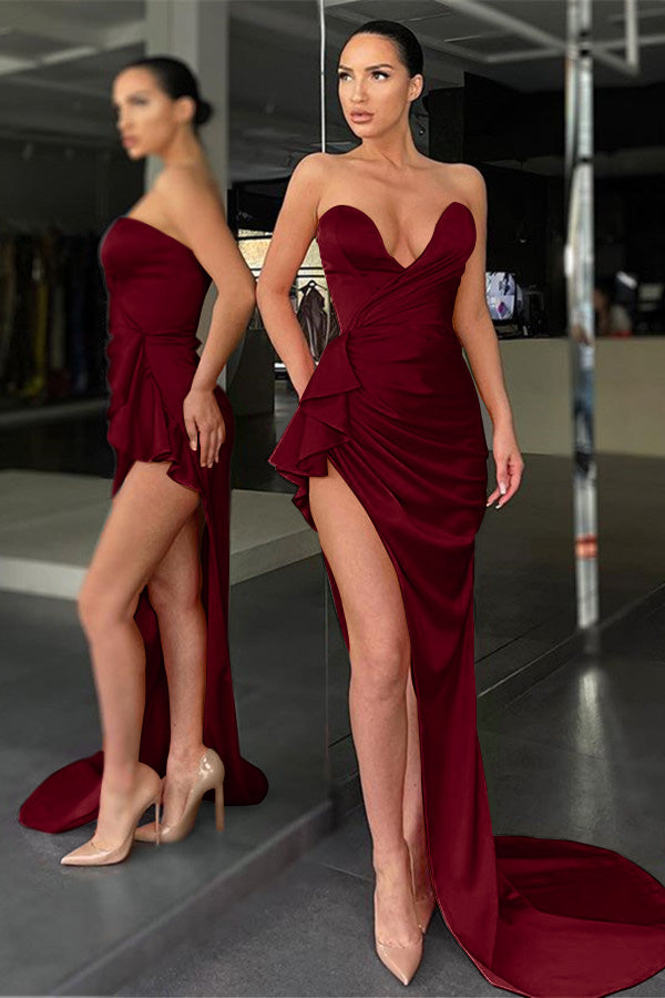 Newinlook Orange Sweetheart Mermaid Evening Dress With Split