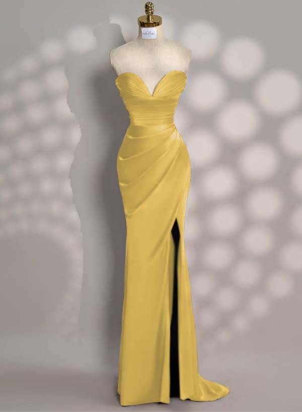 Newinlook Charming Red Split Pleated Evening Dress