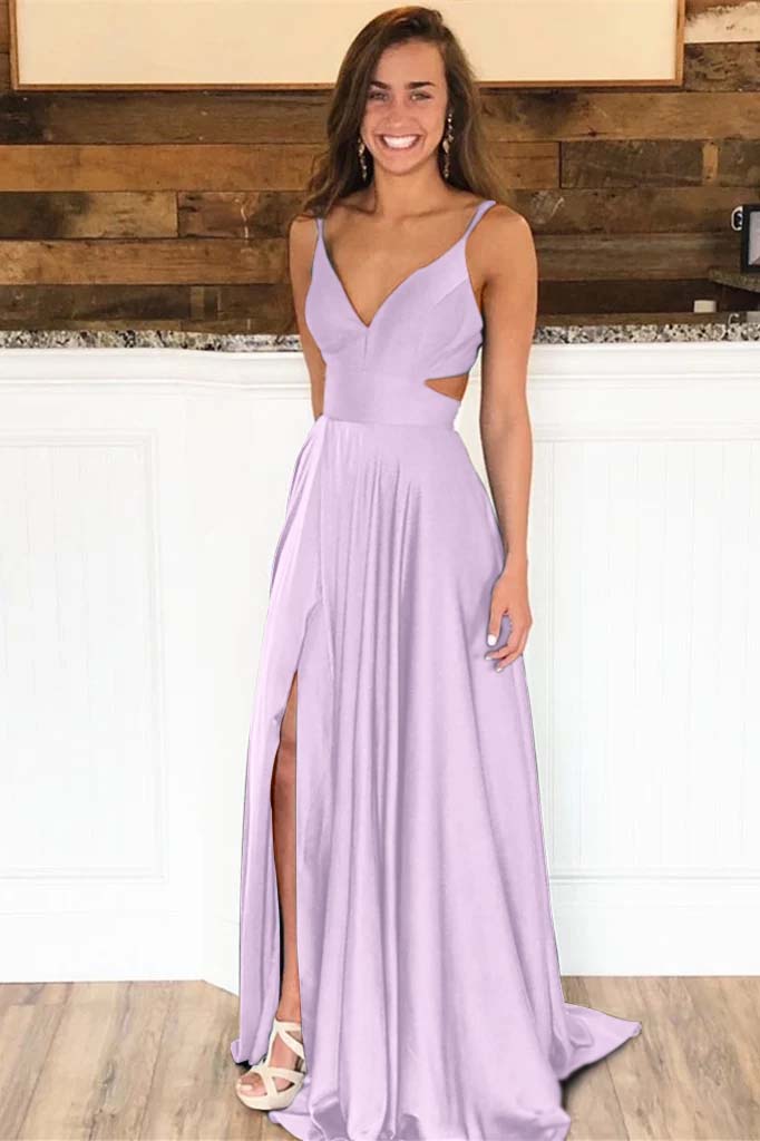 Newinlook Spaghetti-Straps Long Evening Dress Split