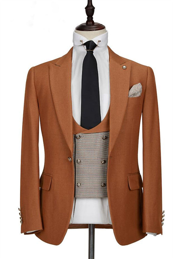 Newinlook Caramel Formal Business Prom Tuxedos, Three Pieces for Party Suits