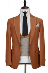 Newinlook Caramel Formal Business Prom Tuxedos, Three Pieces for Party Suits