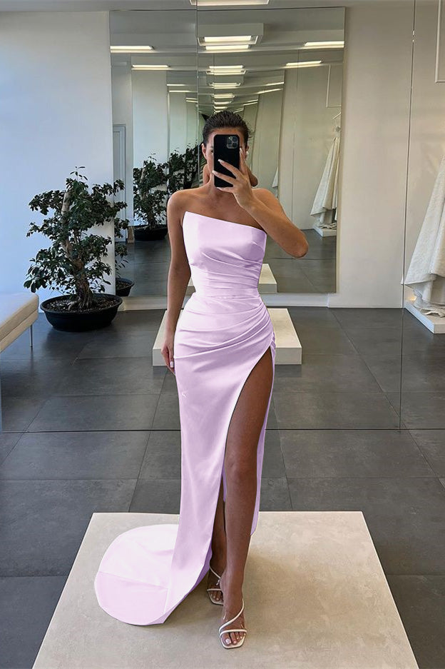 Newinlook Sleeveless Mermaid Strapless Long Slit Evening Dress