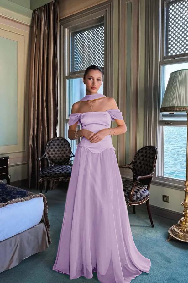 Stunning Off the Shoulder Sleeveless Long Formal Dress With Pleated