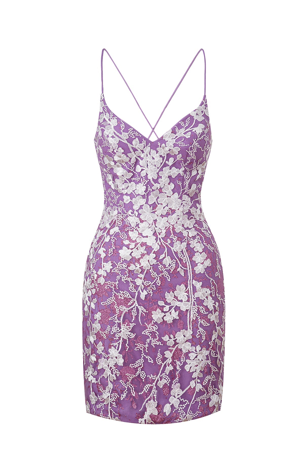 Savannah Sheath Short Spaghetti Strap Lace Homecoming Dress