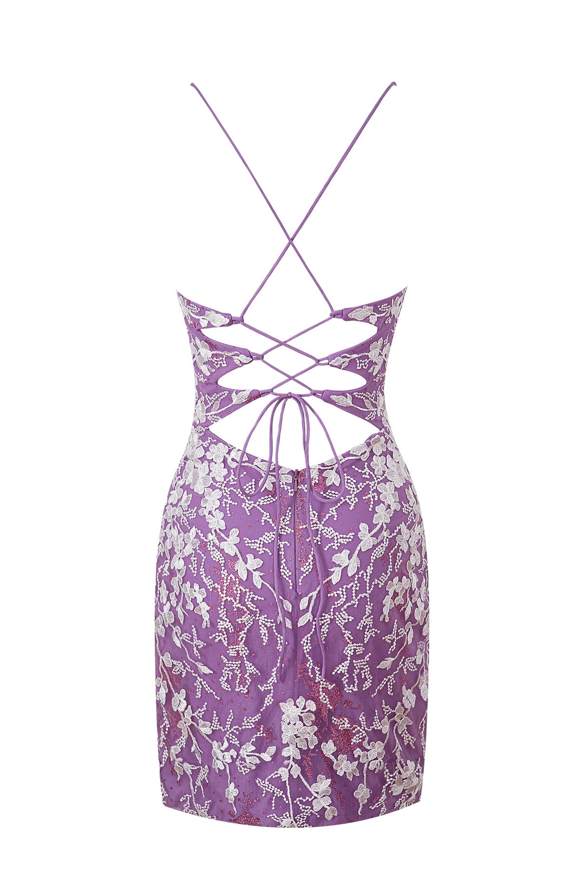 Savannah Sheath Short Spaghetti Strap Lace Homecoming Dress