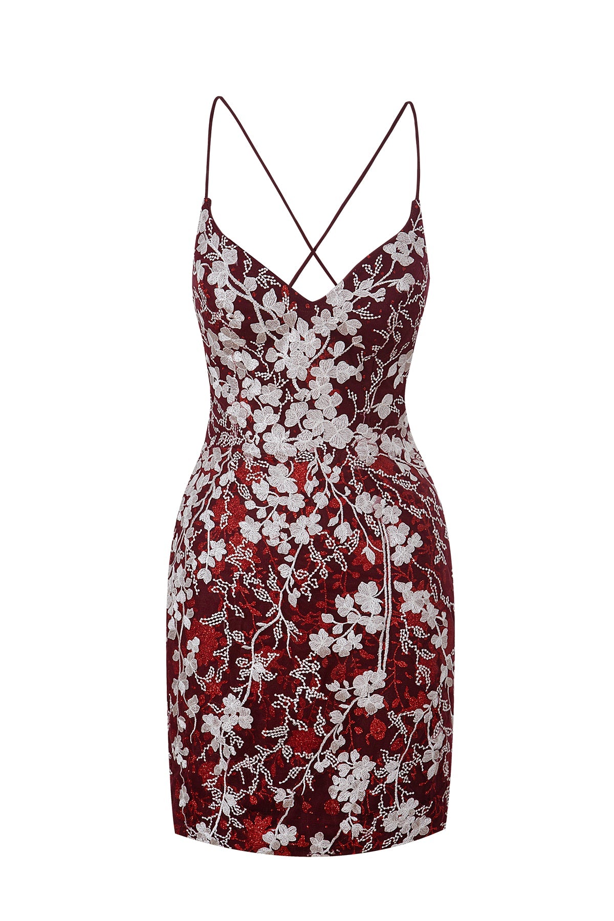 Savannah Sheath Short Spaghetti Strap Lace Homecoming Dress