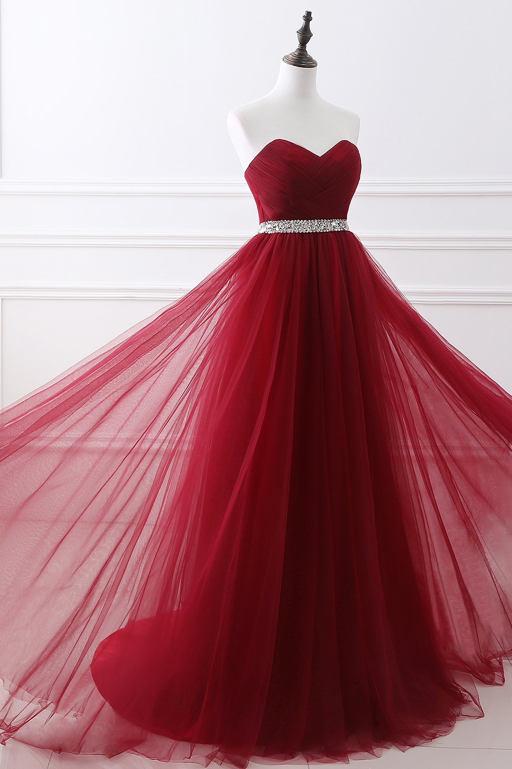 Newinlook Sweetheart Burgundy Evening Dress Long