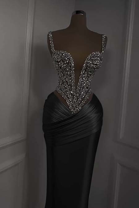Spaghetti Strap Sweetheart Sleeveless Long Formal Dress With Beading