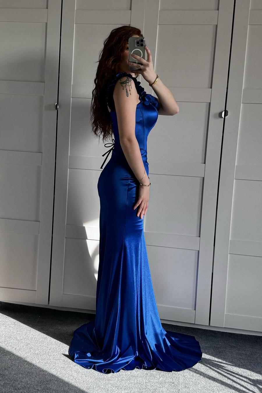 Off the Shoulder Sleeveless Mermaid Long Formal Dress With Ruffles