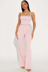 Newinlook Fashion Green Square Neck Spaghetti-Straps Slim Fit Jump Suit