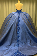 Exquisite Dark Navy Satin Quinceanera Dress Strapless Sequined Ball Gown with Pleated Glitter Detail for Sweet 16 & Formal Evenings