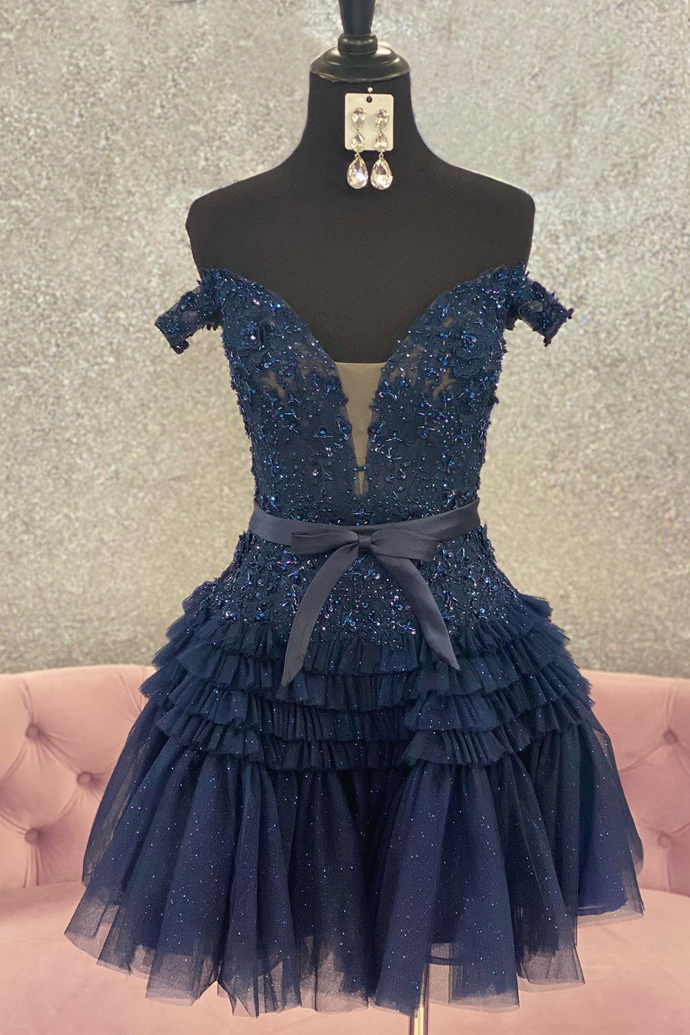 Sadie A-Line Tulle Tiered Short Homecoming Dress