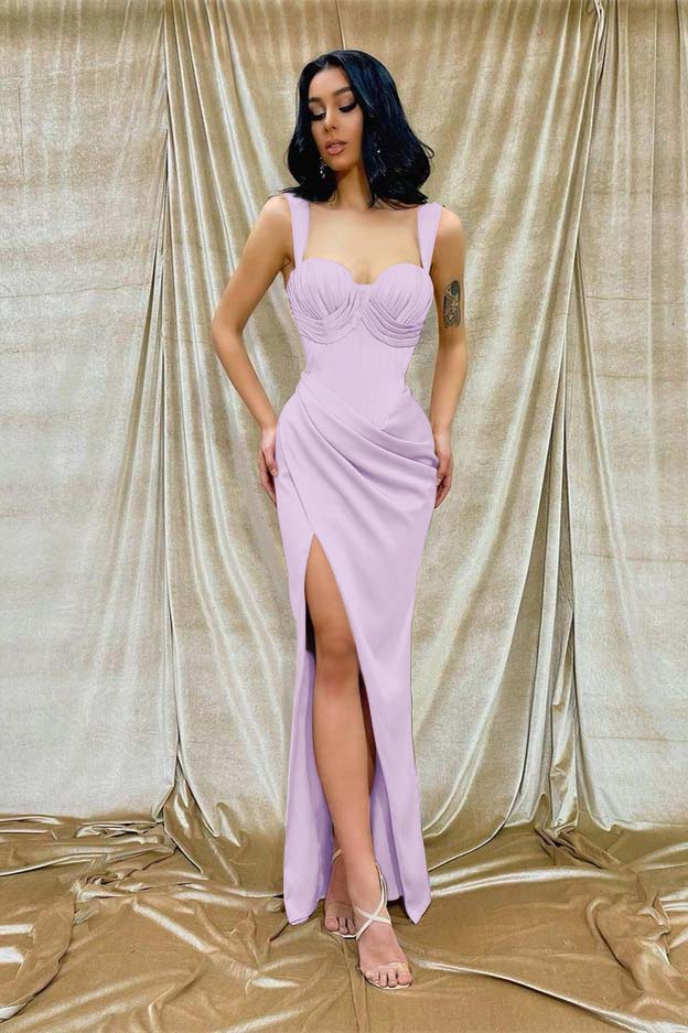 Newinlook Mermaid Shoulder Straps Strapless Evening Dress With Split