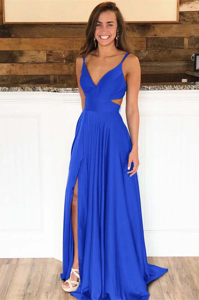 Newinlook Spaghetti-Straps Long Evening Dress Split