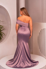 Robe de soirée sirène à épaules dénudées et fente longue