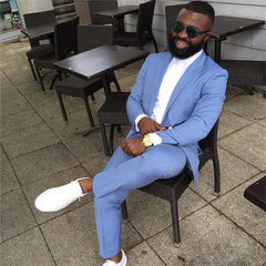 Newinlook Elegant Philip Blue Custom Wedding Suit with Peaked Lapel for Sale