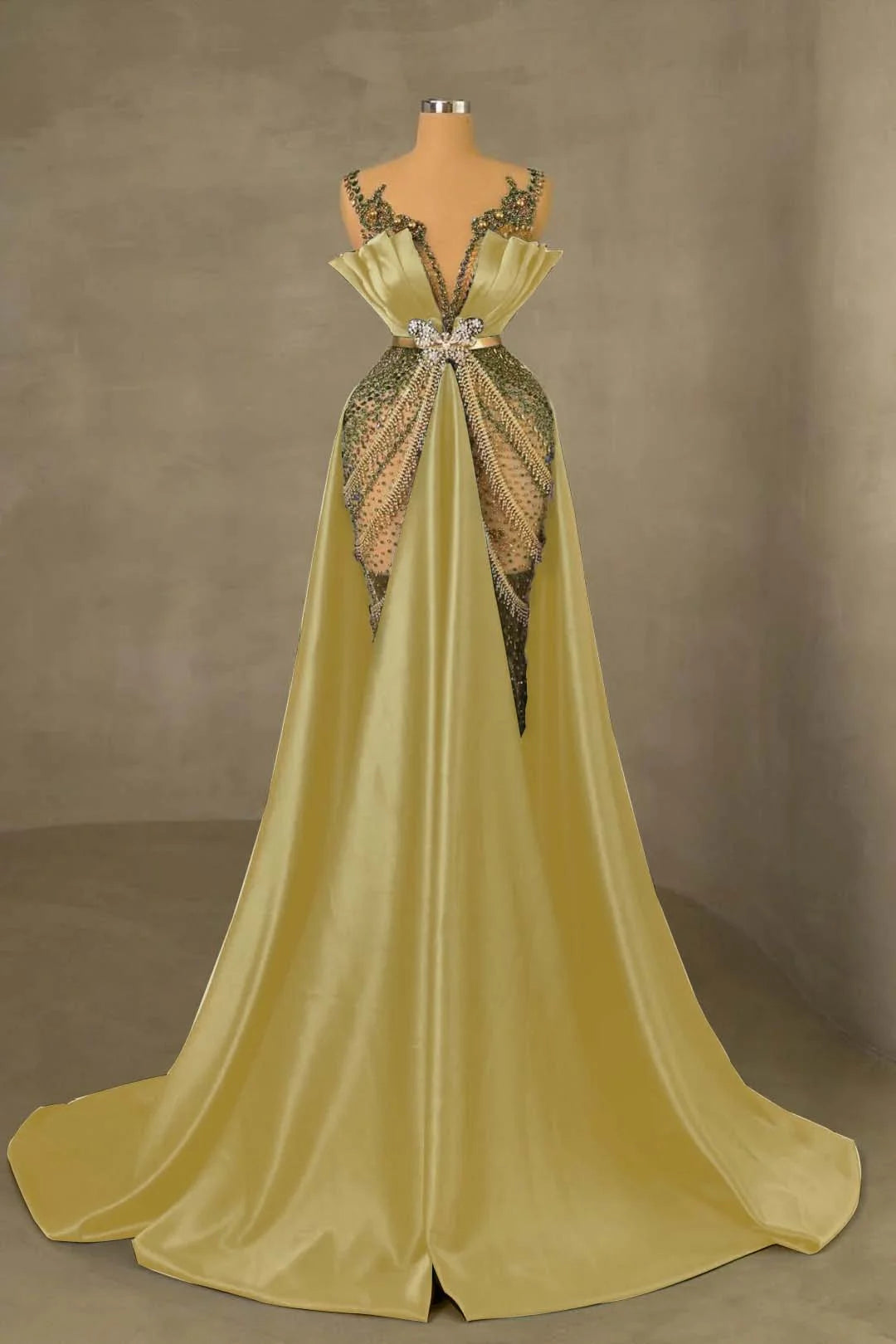 Heavy Emerald Green Straps Mermaid Formal Dress With Sleeveless Long