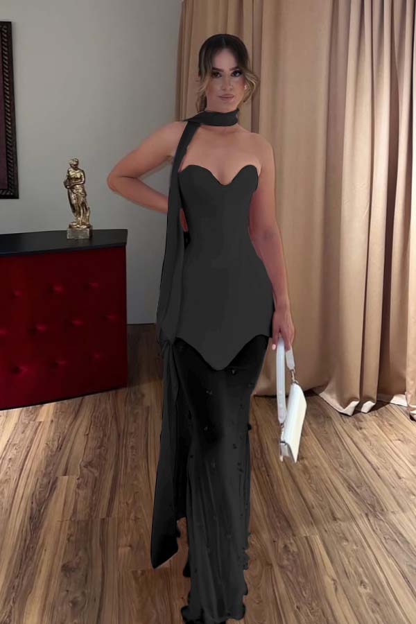 Strapless Sweetheart Sleeveless Long Mermaid Formal Dress With Beading
