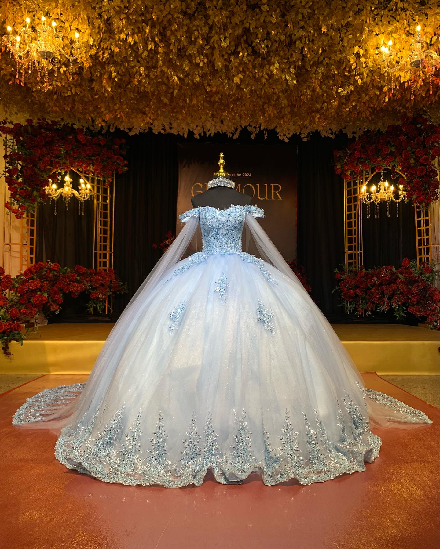 Baby Blue Ball Gown Off-Shoulder Sequined Tulle Quinceanera Dress for Sweet 16 & Formal Events