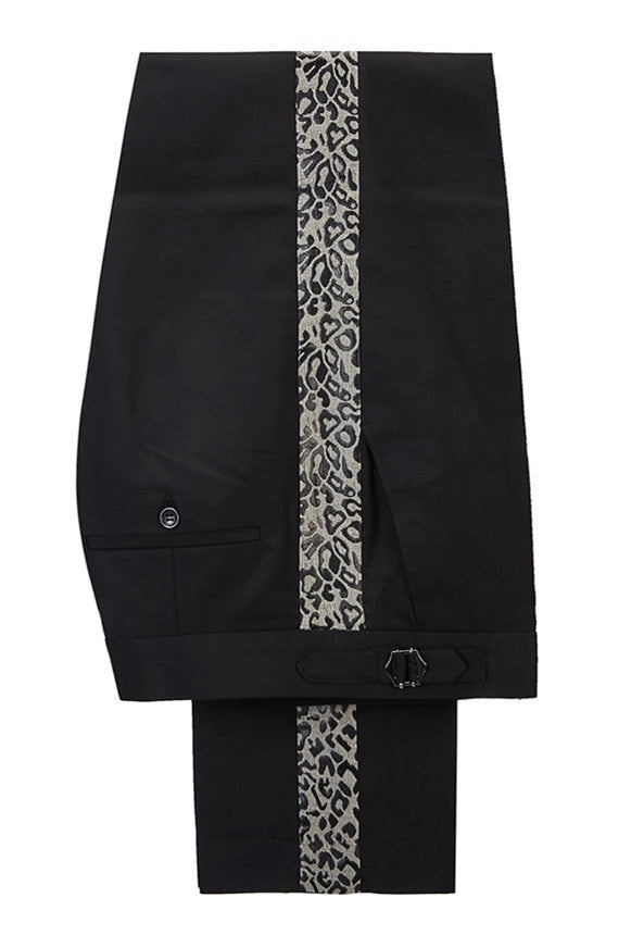 Newinlook Stylish Black Leopard Print Double-Breasted Outfit for Men