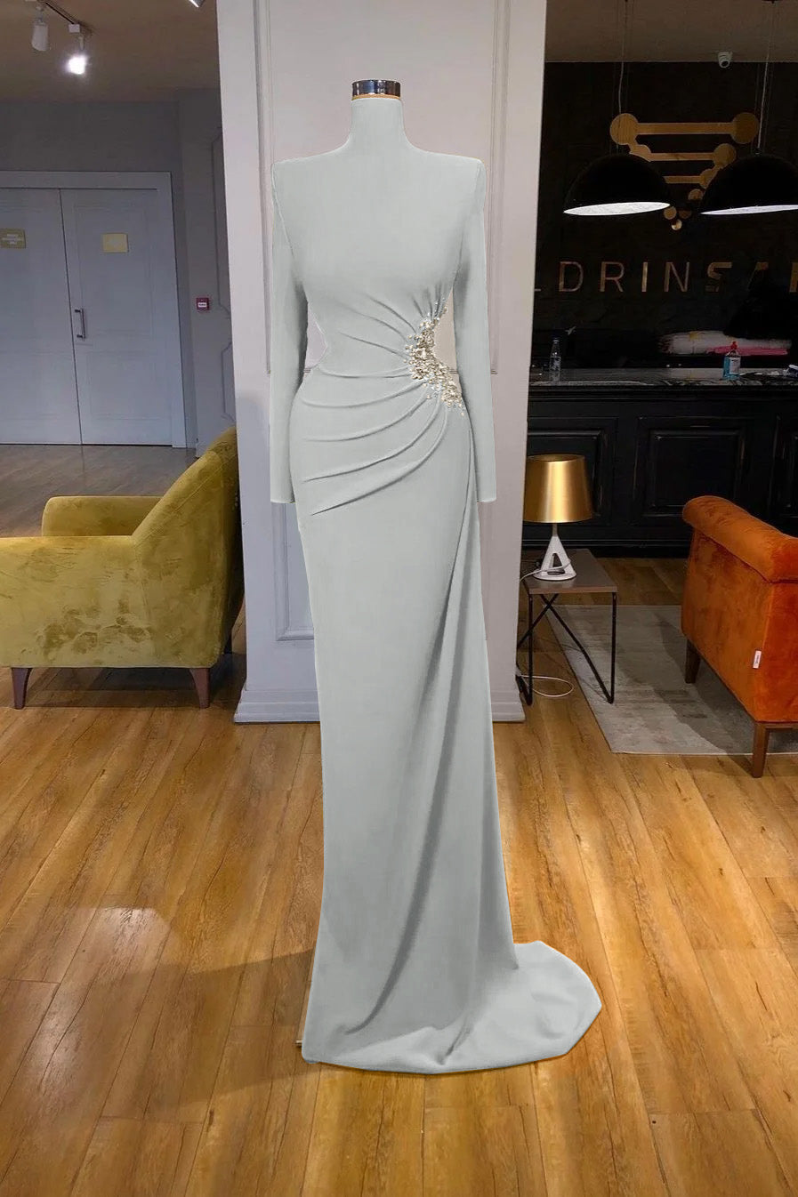Newinlook Long Sleeves High-Neck Mermaid Evening Dress
