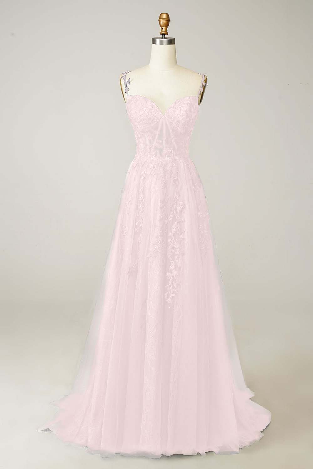 Spaghetti Strap Sweetheart Sleeveless Formal Dress With Appliques