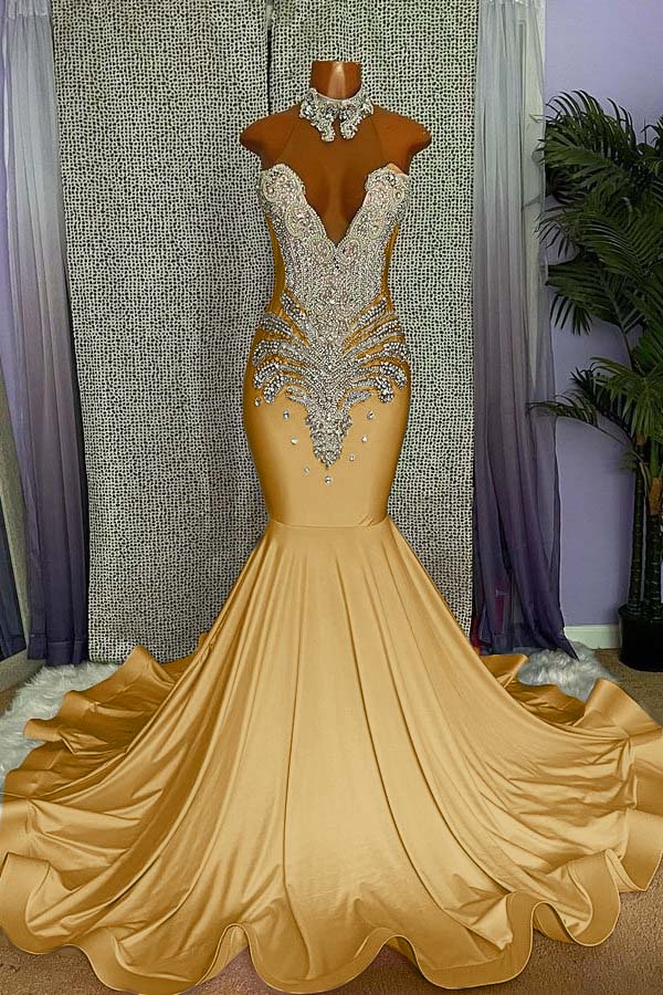 Newinlook Pink Sleeveless Beading Mermaid Evening Dress