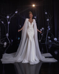 Newinlook White Charming Slim Deep V-Neck Sleeveless Beading Evening Dress