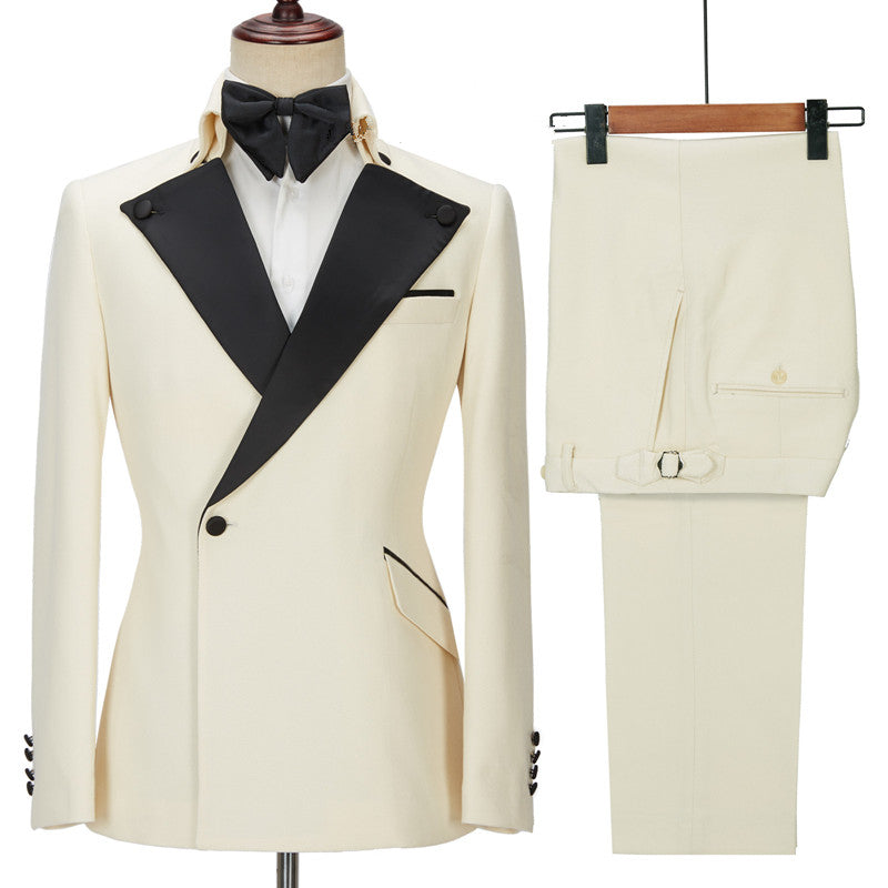 Newinlook Handsome White Men’s Wearhouse One-Button Wedding Suit