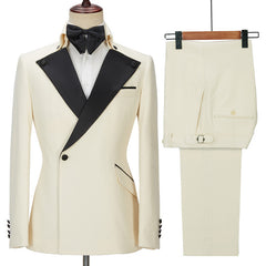 Newinlook Handsome White Men’s Wearhouse One-Button Wedding Suit