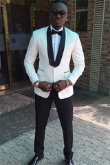 Newinlook Romantic White Shawl Lapel One-Button Wedding Suit for Men’s Parties