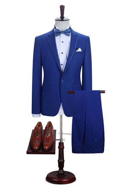 Newinlook Elegant Royal Blue One-Button Evening Suit with Notched Lapel