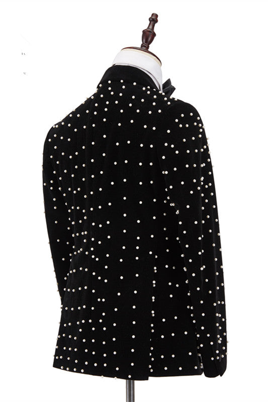 Newinlook Gorgeous Casual Black Prom Outfit with Peaked Lapel for Men