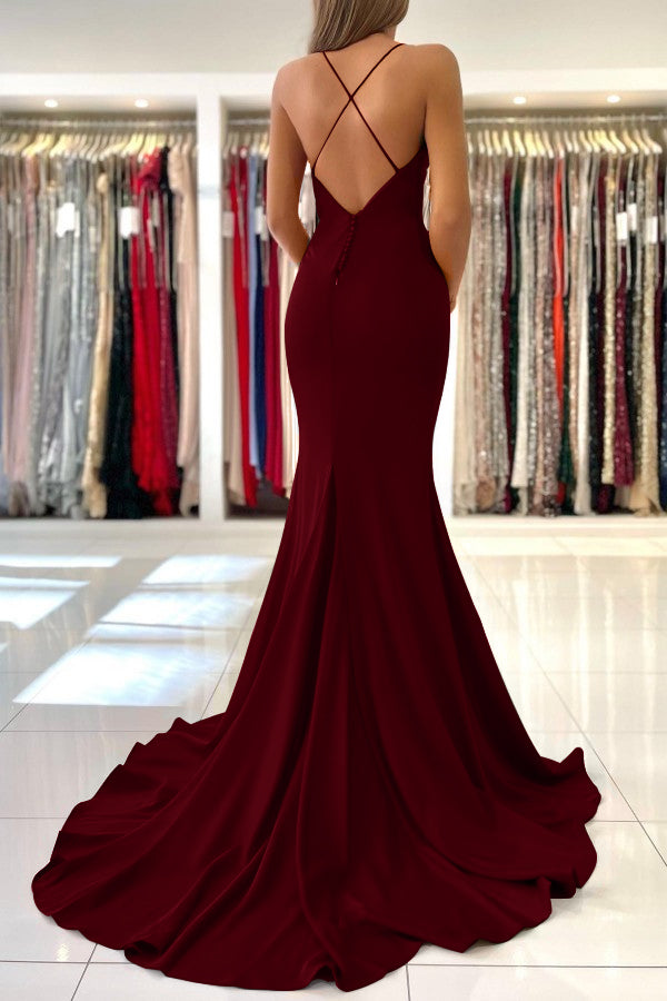 Newinlook Red Spaghetti Strap Mermaid Long Evening Dress