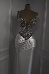 Spaghetti Strap Sweetheart Sleeveless Long Formal Dress With Beading