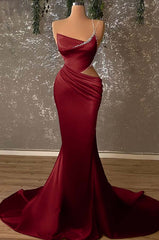 Newinlook Glamorous Red Mermaid Spaghetti Strap Evening Dress